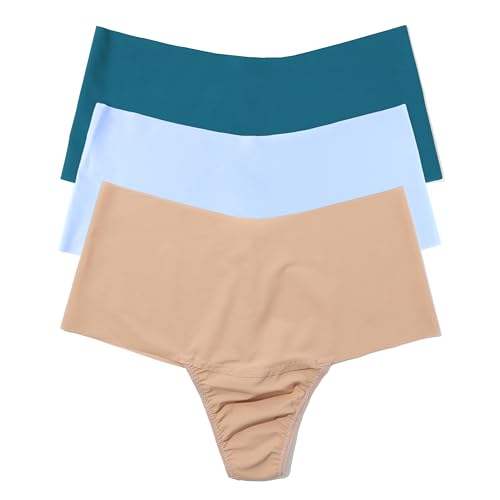 Image of hanky panky - BreatheSoft High Rise Thongs for Women | Microfibre Knit Underwear Panties, Lingerie | Sizes (XS-XL), 3 pack