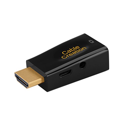 CableCreation HDMI to VGA Adapter Gold Plated HDMI HDTV to VGA with Audio Converter Male to Female Support 1080P Black