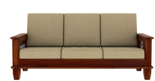 Image of Sheesham Wood 2 Seater Sofa for Living Room Home || Solid Wood 2-Person Sofas Without Small Cushion Furniture for Guest Room Office (Teak Finish)