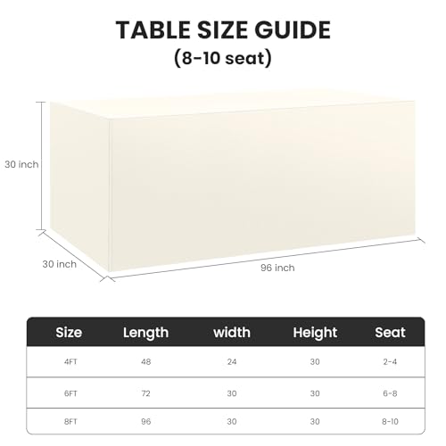 Ascoza 2 Pack Fitted Tablecloth for 8 Foot Rectangle Tables 96 x 30 Inch Ivory Table Covers Water Resistant Polyester Table Cloth for Wedding, Parties,Display, Trade Show (Ivory) by Ascoza - Used condition - Image 2