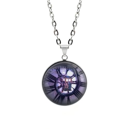 DALUNDREAMLI Vintage Clock Time Tardis Doctor Who Quote Necklace Custom Personalized Style Pendant Jewelry Gifts (C)