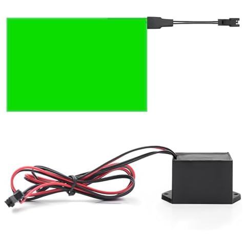 ZHHXYanh El Panel Light,Flexible El Panel Electroluminescent Sheet Neon,14.8cm*10.5cm Green with 12V Large sealant, 3 Modes DIY Cuttable for Holiday Decorations, Cosplay Cover