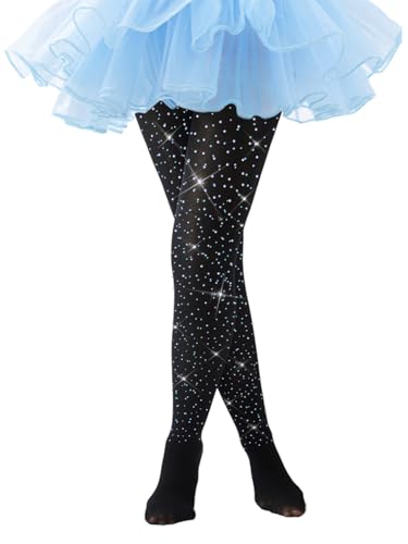 FANCAME Girls Dance Tights with Rhinestone Ultra Soft Dance Tights for Ballet Soft Glitter Stockings