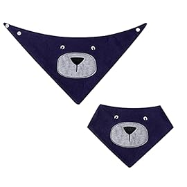 JN&LULU 3 Pack Newborn Baby Bibs Bandana Drool Bibs for Drooling Cotton Baby Gifts (navy bear)