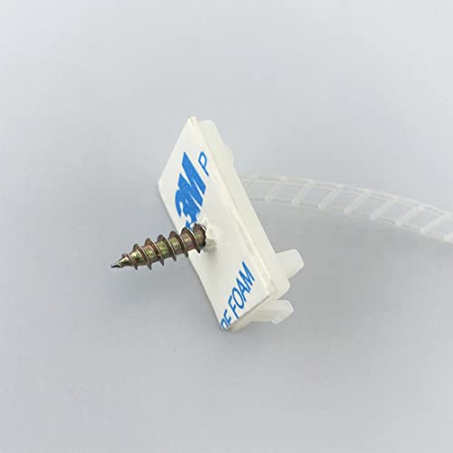 Image of HS Wire Management Clips Clear (Yellowish) with Screw Hole (50 Pack) Adjustable Zip Ties 3 Inch with 3M Adhesive Tape,Adhesive Clips for Christmas Lights,Desk,Wall to Hold Extension Cord