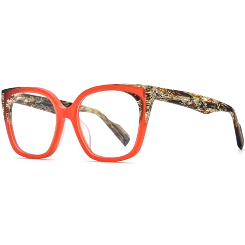 Image of HEPIDEM Gradient Multicolor Acetate Glasses Frame Women Big Oversize Eyeglasses 2023 New Spectacles Eyewear