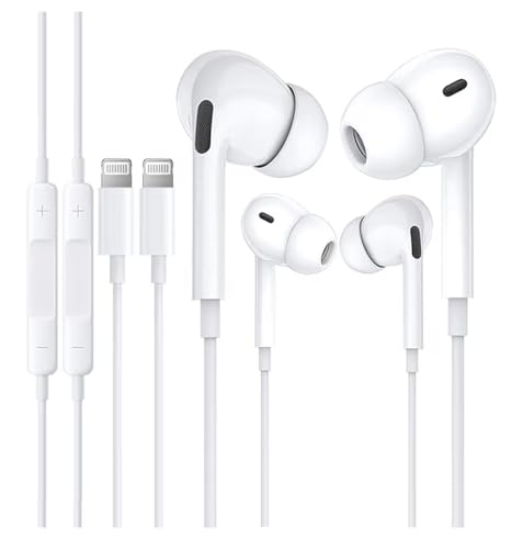 AEAOA 2 Pack Earbuds Wired,[MFi Certified] Lightning Built-in Microphone & Volume Control Earphones Compatible with iPhone 7/8/X/11/12/13/14/Pro/Pro Max