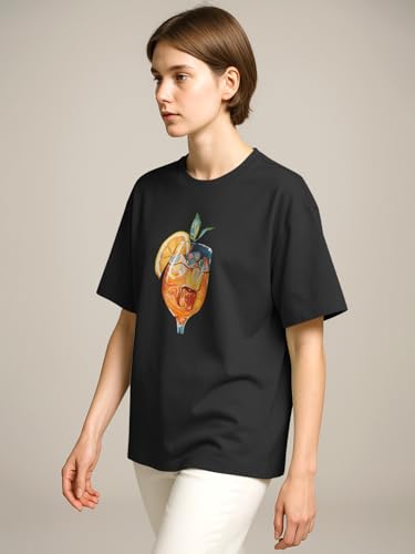 Image of HELLCAT Beige Trendy Printed Oversized T-Shirt for Women