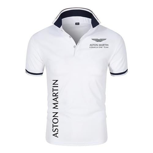 Yinova Camiseta Hombre A.s.t.o.n M.a.r.ti.n, Camisa de Po.lo Golf Tenis con Estampado, Ropa Ligera y Respirable para Running Ciclismo, camisa(White,XL)