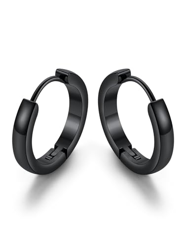 GoldChic Small Hoop Earrings for Women Black Earring for Men