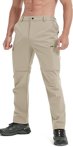 Niodgonia Mens Hiking Convertible Pants Waterproof Lightweight Quick Dry Zip Off Fishing Travel Safari Outdoor Cargo Work Trekking Trousers Light Khaki 34 thumb #6