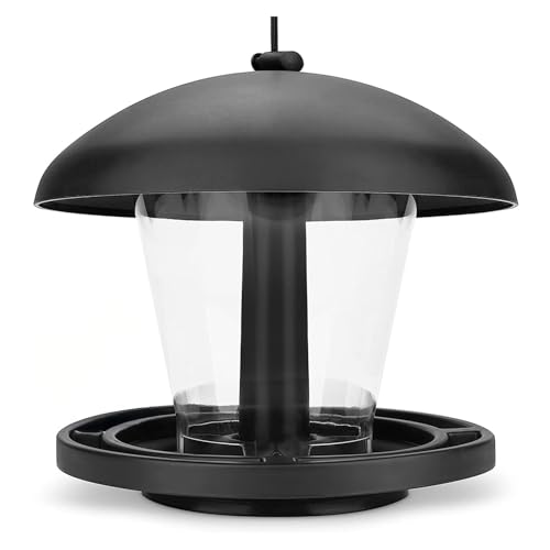 I Vogelfutterspender zum Aufhängen - Schwarz, Vogelfutterstation für Wildvögel I Vogel Futterstation, Futterspender Vögel, Vogelfutterhaus, Vogelfutter, Bird Feeder