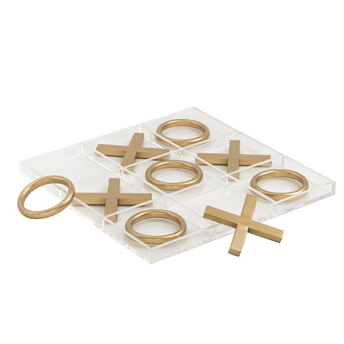Deco 79 Metal Tic Tac Toe Game Set con piezas doradas, 12" x 1" x 12", Dorado miniatura 1