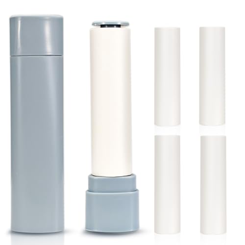 LELE LIFE Mini rouleau anti-peluches avec 5 recharges, 200 feuilles, petit rouleau anti-peluches portable extra collant avec housse pour vêtements, poils d'animaux, sac à main, bleu