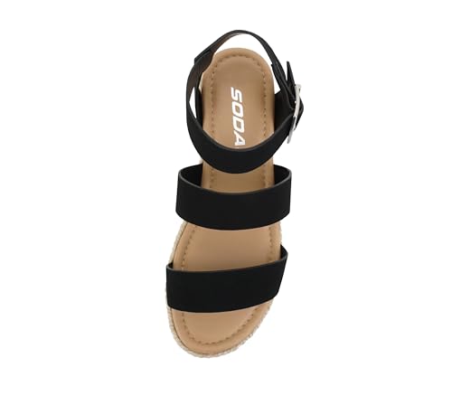 Image of Soda Top Shoe Bryce Open Toe Buckle Ankle Strap Espadrilles Flatform Wedge Casual Sanda