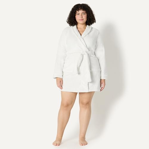Image of Amazon Essentials Women's Mid-Length Plush Bath Robe, Loungewear (Available in Plus Size)