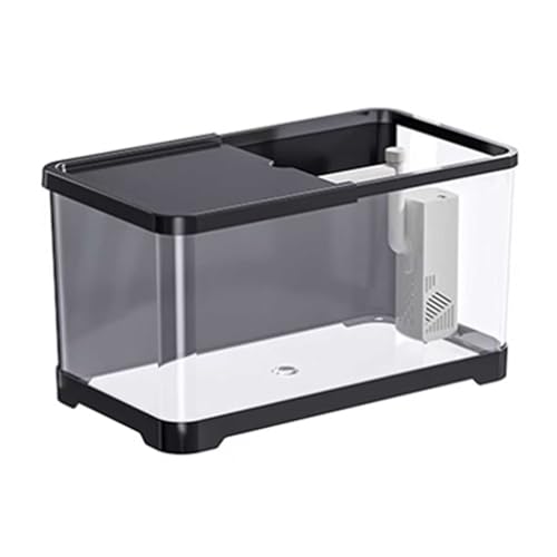 Aquarium de bureau en acrylique noir taille M avec couvercle - 2