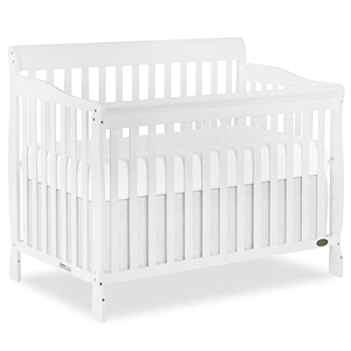 Dream On Me Ashton 4-in-1 Convertible Full-Size Baby Crib, White, GreenGuard Gold & JPMA, Sustainable Pinewood, 4 Mattress Heights, Converts to...