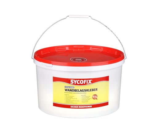 SYCOFIX Wandbelagskleber, Transparent, Stark, 1Kg, 1000ml, Eimer, Tapete, Wandkleber, Spray, Low Viscosity, Wasserfest, 12 Stunden Aushärtung, Kompatibel mit Wandbelägen, Tapeten, Farbe, Putz