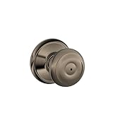 Schlage F40GEO620 Georgian F40 Round Door Knob Lock, Antique Pewter, 1 Pack