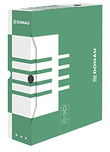 Boîtes d'archives en carton recyclé vert DONAU A4 | Créez un espace de travail ordonné et zen