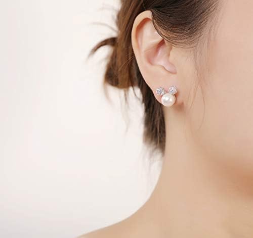 Ailin & Co. Lucky Mickey Mouse Pearl Earrings 925 Sterling Silver Stud Earrings for women girls, made with Swarovski Crystal and Pearl