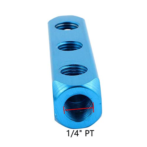 Sydien 3 Pcs 1/4" PT Threaded 3 Way 6 Port Pneumatic Manifold Block Splitter Quick Connect Air Compressor Hose Inline (3 ways) - Thumbnail 2