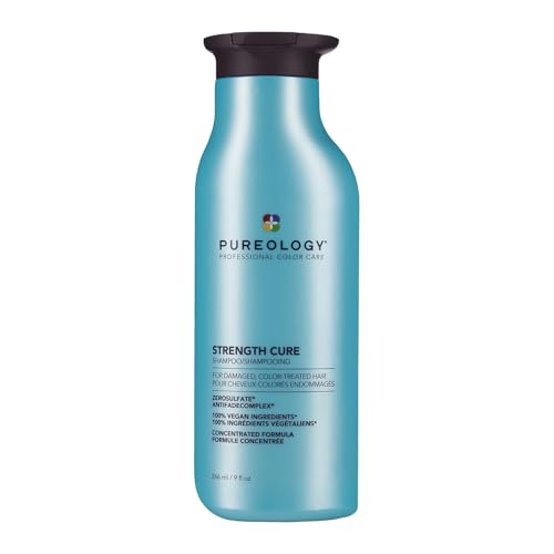 Pureology Strength Cure Shampoo - For Damaged or Color Treated Hair, Hair Strengthening & Prevents Breakage, Seals Split Ends, Vegan & Sulfate-Free