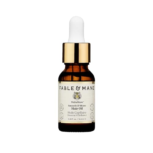 Fable & Mane Smooth & Shine Hair Oil, with UV Heat Protection. Post Wash Oil Reduces Frizz Adds Instant Shine with Jojoba, Castor Oil and Ashwagandha (Mini Travel Size)