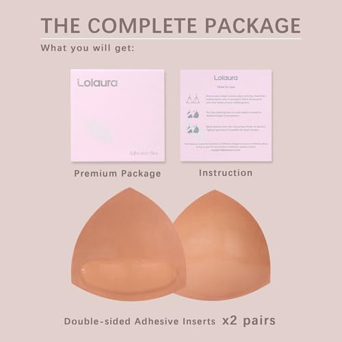 Image of Lolaura Double Sided Sticky Bra Inserts - Push Up Bra Pads, Invisible Lift Enhancers for Swimsuits, Bikini & Backless Dresses