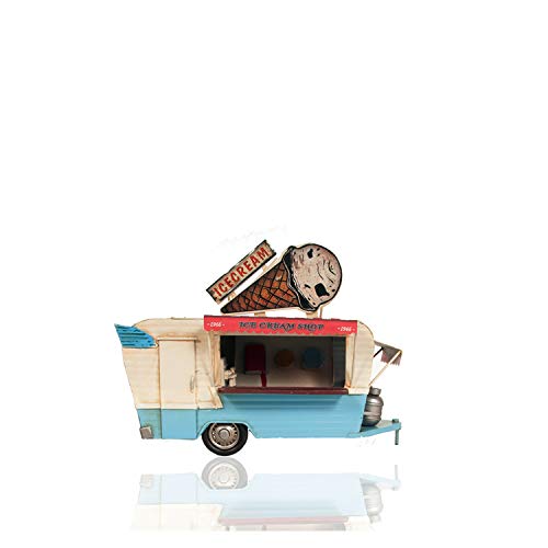 Old Modern Handicrafts 1966 Icecream Trailer Metal Handmade - Metal Collectible - Handcrafted Nostalgia for Collectors and Ice Cream Enthusiasts - 9.5" L x 7.5" W x 7.75" H -  AR010