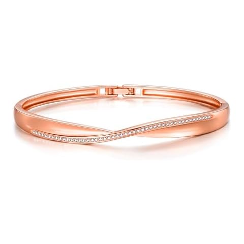 Philip Jones Rose Gold Arc Bangle with Crystals Cover