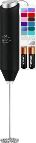 Image of Zulay Kitchen Milk Frother Handheld - Mini Frother Wand, Milk Mixer, Drink Whisk for Coffee, Matcha Essentials & More, Stick Frother for Protein Shakes, Froster Mixer - AA Batteries Included - Black