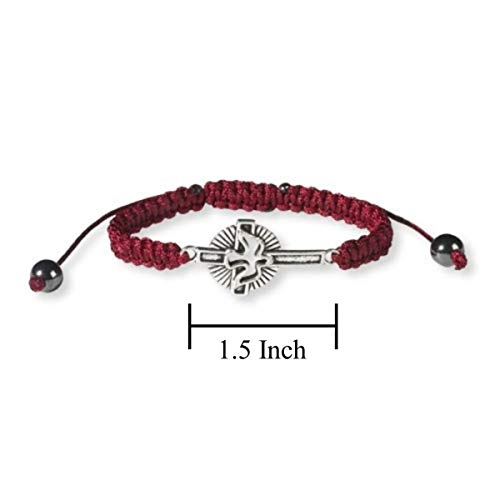 Adjustable Cord Red Confirmation Bracelet With Holy Spirit Dove Cross, Catholic Confirmation Gifts For Teenage Boys, 3 Inch #TOP5