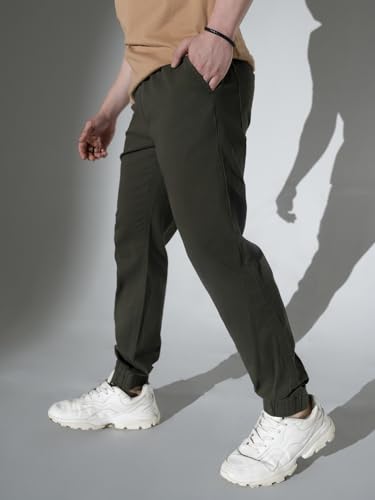Image of Hubberholme Men Olive Regular Smart Joggers HHMWJS002 OL