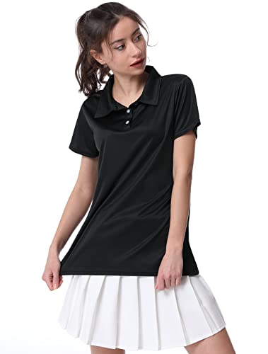 Women's Polo Tee Dry Fit Golf Shirt Moisture Wicking Short Sleeve Sport Activewear Golf Polo Tops Collar with Buttons Workout4