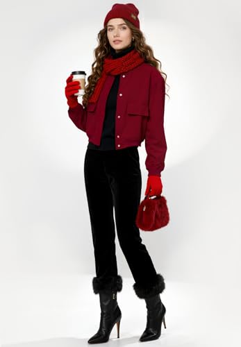 Zando Bomber Jacket Women 2026 - Short Cropped Jacket Women Button Down Long Sleeve Casual Varsity Jackets with Pockets