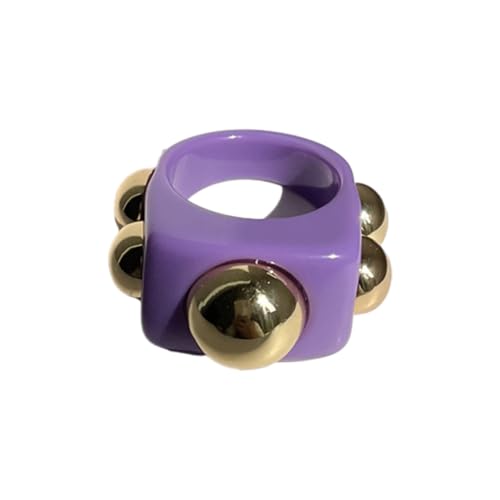 QUXVUIS Anillos gruesos de acrílico a la moda que se destacan con estilo, regalo para pareja, anillos de moda dorados, accesorios, para mujer, púrpura