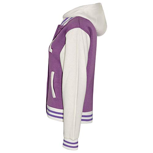 Kids Girls Designer R Fashion Baseball Lilac Hooded Jackets Varsity Hoodie 2-13Y3