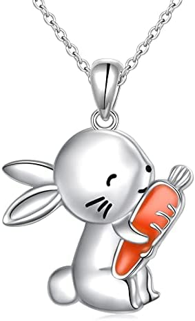 Bunny/Paw Print/Elephant/Turtle/Frog Necklace Animal Necklaces Jewelry for Women Teen Girls, 925 Sterling Silver Heart Pendant for Christmas Birthday Gifts