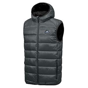 Mapamyumco Men’s Lightweight Puffer Vest with Hood, Water-Resistant Sleeveless Jacket for Hiking Ski