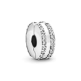 Bringe frischen Wind in Deine Charm-Kollektion mit diesem modernen, handveredelten Clip-Charm aus Sterling-Silber mit funkelnden Cubic Zirkonia