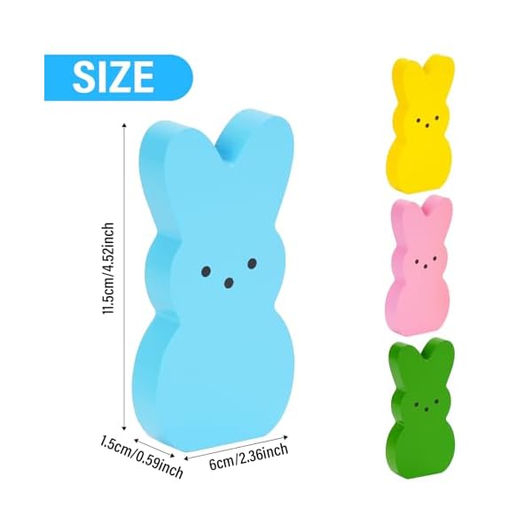 Easter decor 4 pcs bunny table decorations wooden spring signs for home wood rabbit tiered traymantal decor for farmhouse or office party supplies  urban country home decor