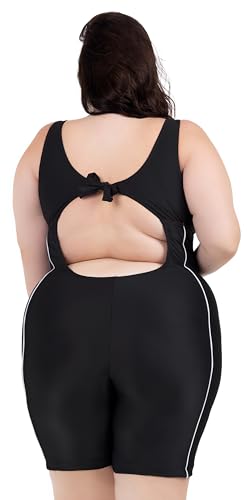 Maiô Macaquinho Hidroginástica e Natação Plus Size (BR, Numérico, 54, Plus Size, Preto)