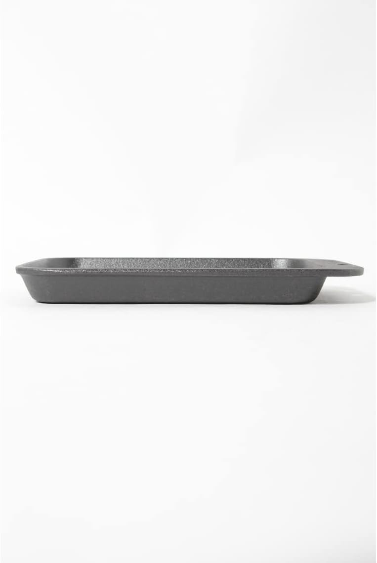 Captain Stag UM-2403 Cast Iron Plate, Compact Plate, Large, No Seasoning Required, Handle Included, Black