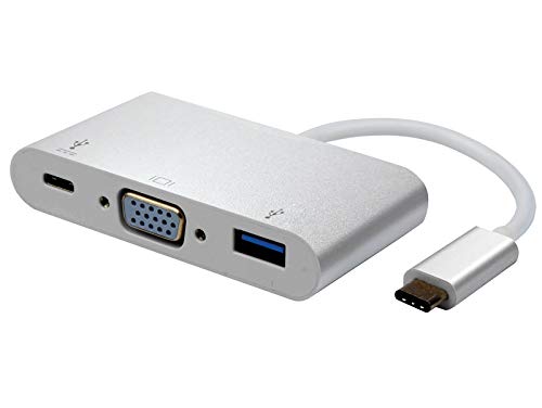 Rotronic 'ROLINE 12033202 usb3.1 Display Adapter, Tipo C VGA + USB3.0 Tipo A + PD Plata
