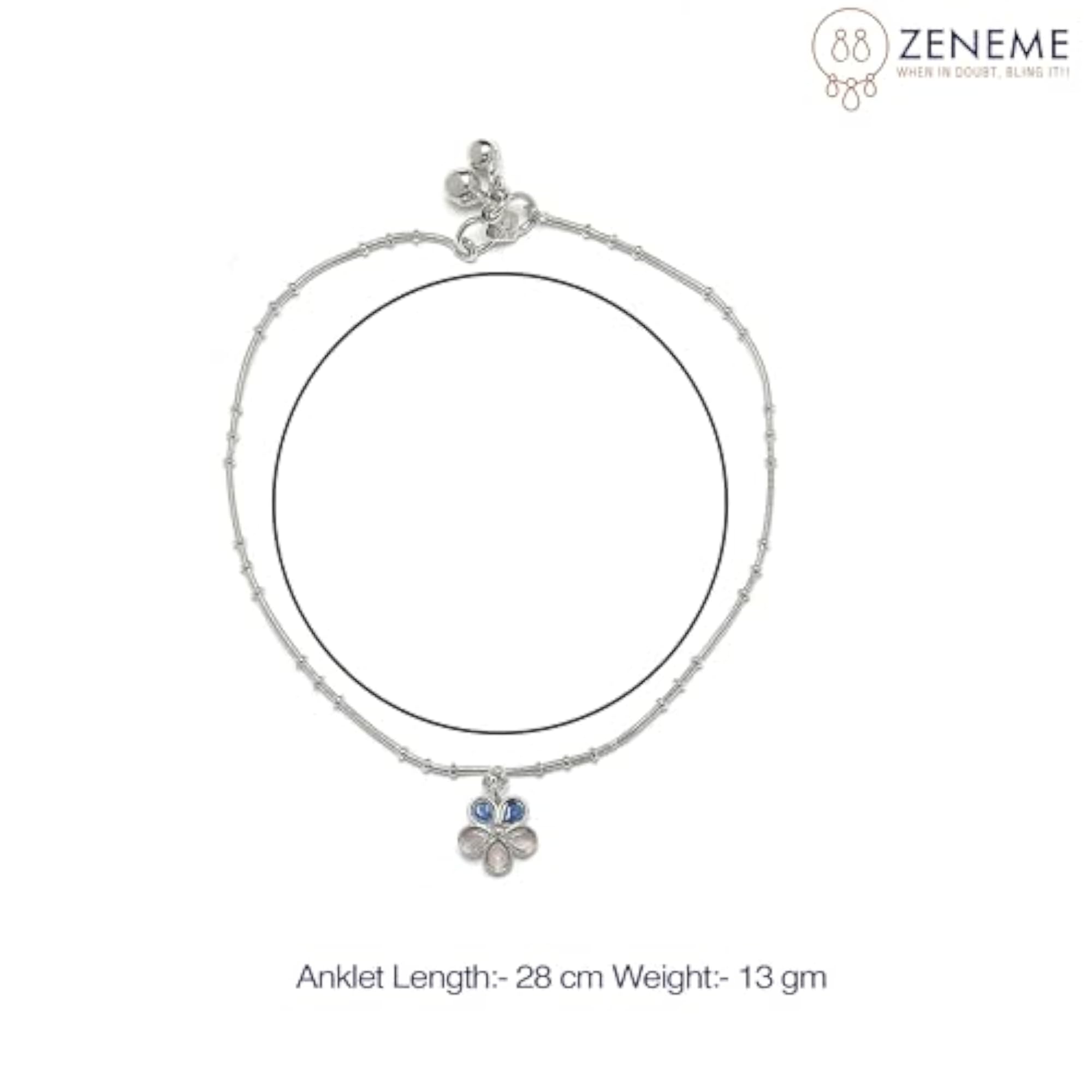 Set Of 2 Rhodium-Plated Floral Anklets