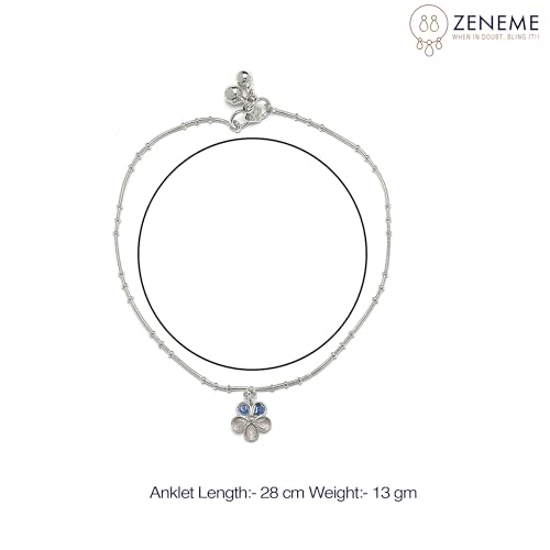Set Of 2 Rhodium-Plated Floral Anklets