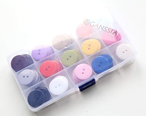 Ganssia 1 Inch (25Mm) 15 Colors Assorted Buttons 2 Holes Resin Button For Sewing And Craft Pack Of 105Pcs (Each Color 7 Pcs) #TOP3