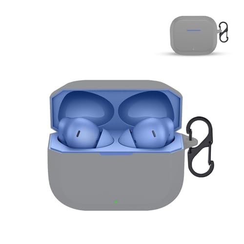 Image of Prolet Silicone Earbuds Case Compatible with OnePlus Nord Buds 3R - Shockproof Dustproof Cover, 360 Full Protection, Anti-Scratch Soft TPU, Carabiner Hook (Grey)